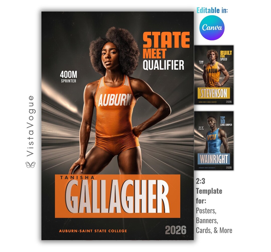 Track & Field Poster Canva Template | Custom Posters, Banners, Cards ...