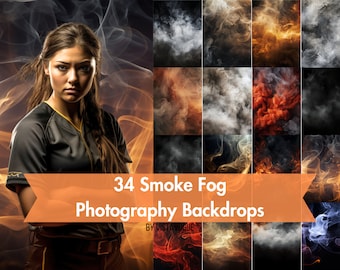 34 Smoke Fog Digital Photography Backdrops: Perfect As Sports Background For Basketball, Softball, Football, Tennis Poster, & Soccer Banner