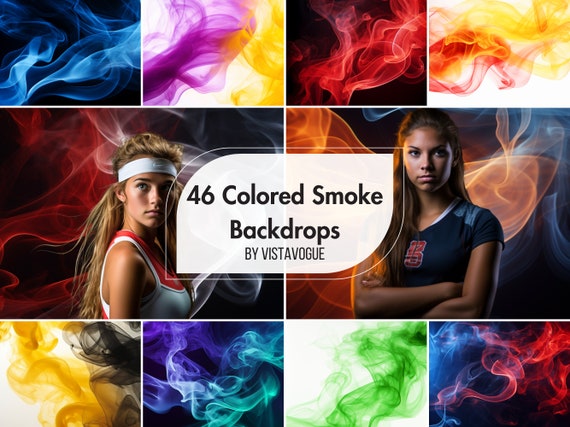 46 Color Smoke Fog Digital Backdrops for Basketball, Softball, Football: Sports Photo Backgrounds, Soccer Banner, Tennis Poster Photography