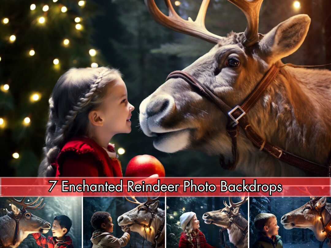 7 Enchanting Reindeer Digital Christmas Backdrop for Holiday Photos Xmas Background for 