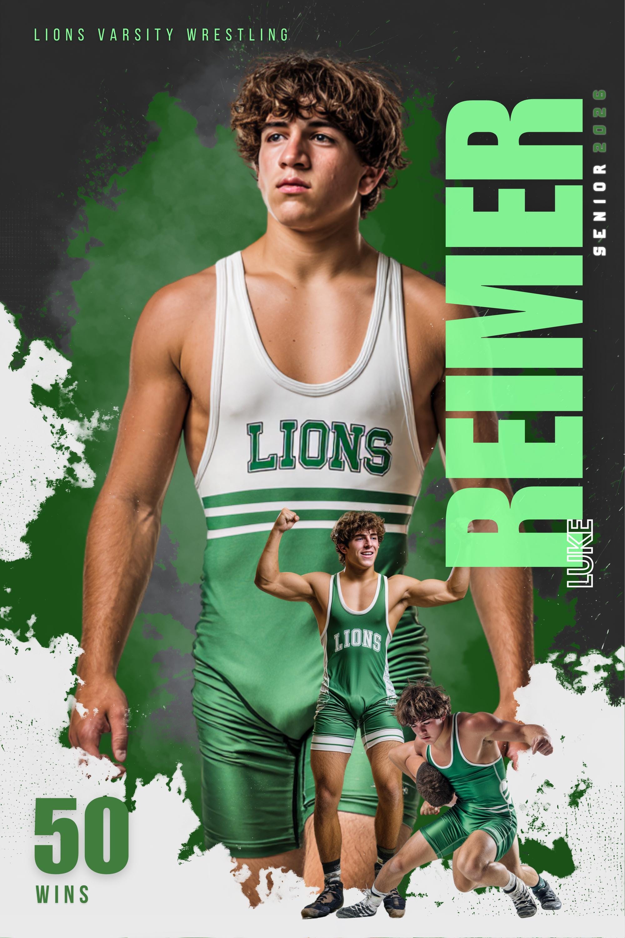 Wrestling Poster Template Editable in Canva Senior Sports Banner