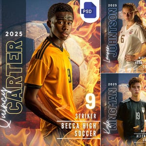Soccer Poster Photoshop Template | For Sports Banner Background, Custom Senior Poster, Soccer Backdrop, Memory Mate & Cards, T-Shirts
