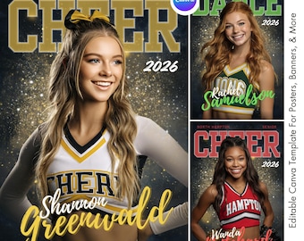 Cheerleading Poster Canva Template | Dance Poster, Cheer Banner, Memory Mate, Senior Night Banner, Cheerleader Poster | Digital Background