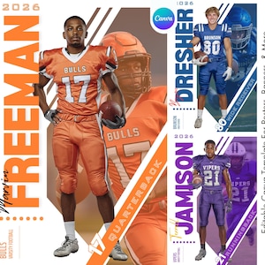Football Player Poster Canva Template | Senior Sports Banner, Memory Mate, Football Card & Poster Background | Editable Digital Backdrop