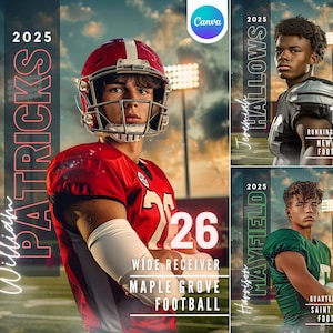 Football Poster Canva Template | Sports Background & Digital Backdrop For Senior Sports Poster,  Memory Mate, Football Banner, And Portraits