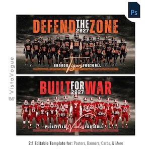 Football Photoshop Template | Team Banner, Poster, Senior Night Backdrop | Sports Photography Digital Background