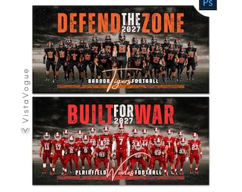 Football Photoshop Template | Team Banner, Poster, Senior Night Backdrop | Sports Photography Digital Background