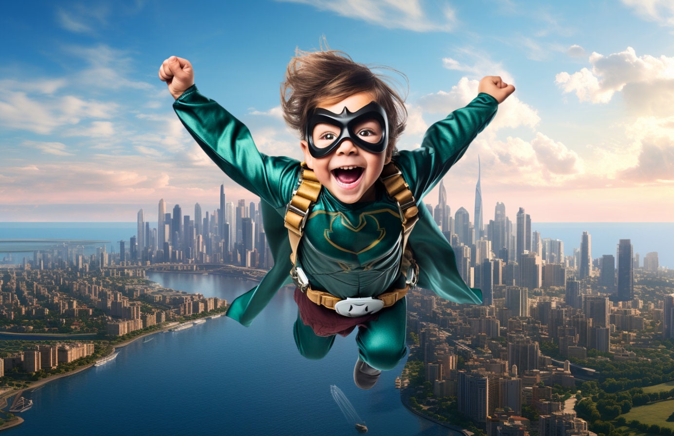 Normal Hero Background Superhero Digital Backdrop & Background: Moon, Sky, and City Photo ...