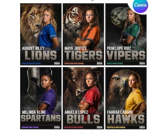 Softball Poster Canva Template | 42 Mascot Backgrounds | Banners, Posters, Team Custom Cards, Memory Mate, Senior Night