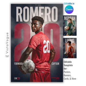 Soccer Poster Canva Template | Player Banner, Memory Mate, Card, Senior Night | Digital Background for Team Photos