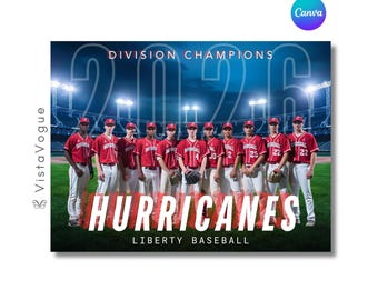 Modello di banner per squadra di baseball / Modificabile in Canva / Sfondo per poster sportivi, banner per studenti dell'ultimo anno, ricordi e altro ancora / Sfondo digitale