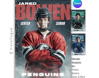 d'Affiche de hockey sur glace | Modifiable sur Canvas | Bannières personnalisées, Memory Mates, Soirée seniors, cartes | Historique de l'équipe de hockey | Photographie sportive