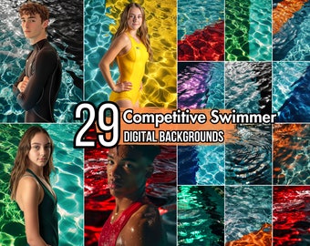 29 Swimming Pool Digital Backgrounds | Sports Photography & School Sports Portrait Backdrops | Senior Pictures | Competitive Swimmer Photos