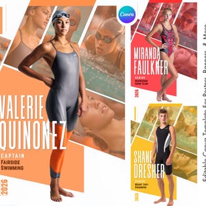 Swimming Poster Canva Template | Backdrop for Custom Swim Banner, Senior Sports Poster, Swim Team Memory Mate | Swimmer Graduation Gift