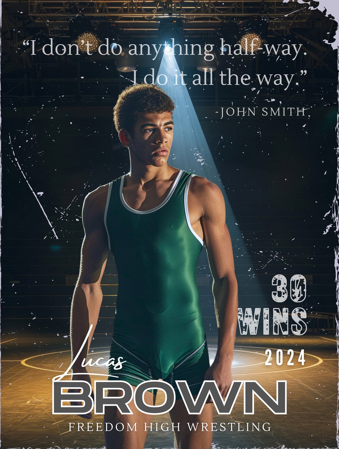 Wrestling Poster Template Editable in Canva Senior Sports Posters