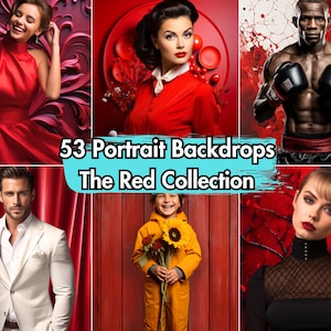53 Red Portrait Backdrops Collection | Digital Backgrounds for Photography | Portrait Photoshoots with Red Themes | Cool Aesthetic Photos