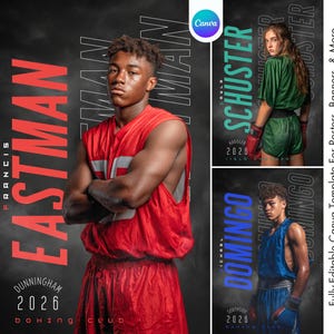Boxing Canva Template | Boxing Background for Boxer Poster, Custom Banners, Sports Photography, Memory Mates, Grad Gifts | Digital Backdrop