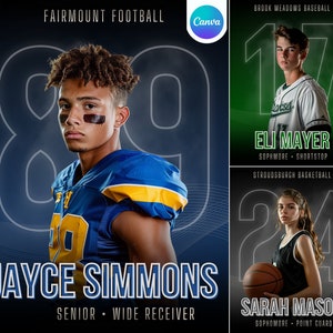 Sports Poster & Banner Canva Template | Universal School Sports Backdrop | Custom Soccer, Basketball, Football Background | Non-Photoshop