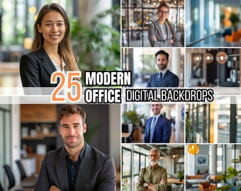 Modern Office Digital Backdrops for Professional Headshots & Business Portraits | Zoom Background Overlay with Soft Focus, Elegant Design