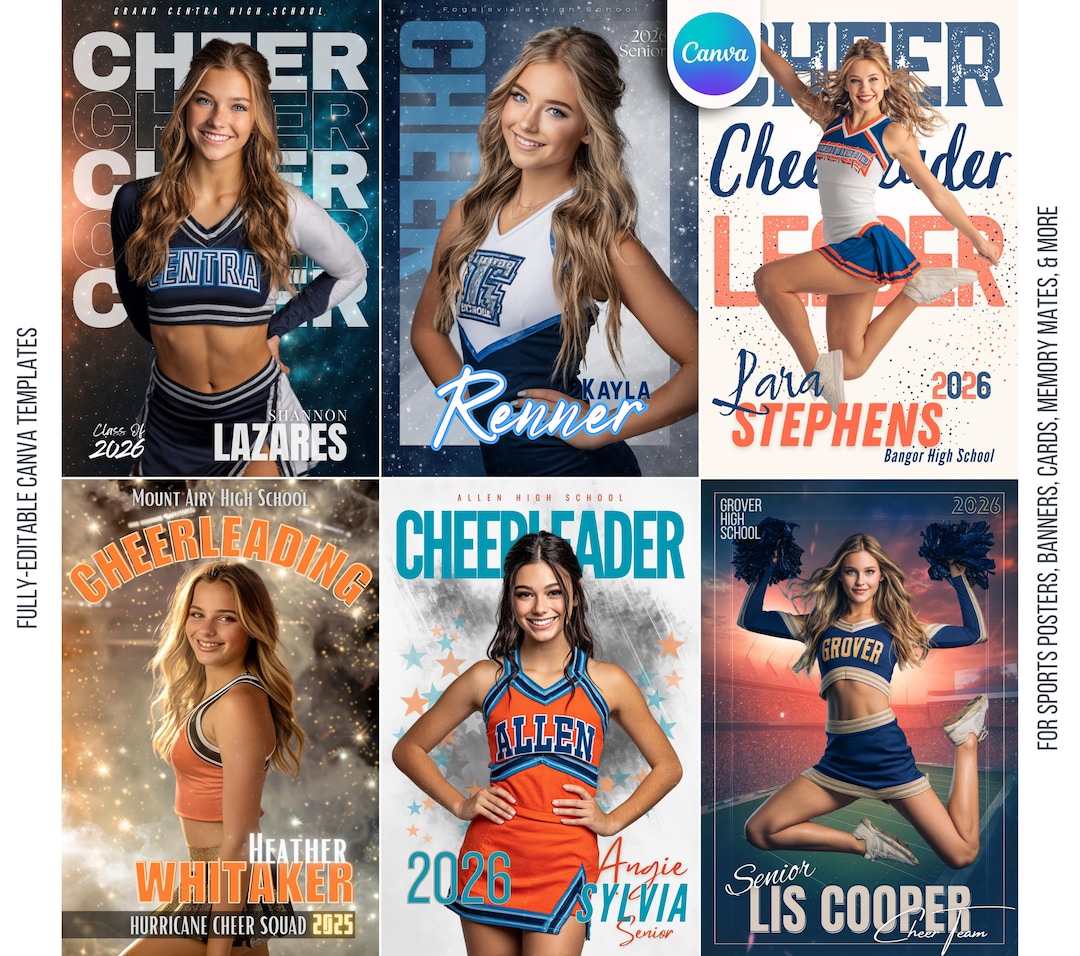 8 Cheer Canva Template Bundle | for Custom Dance Posters, Cheerleading ...