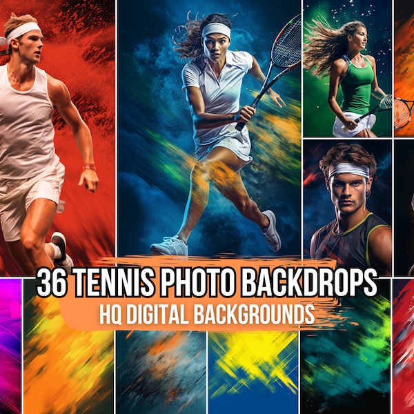 36 Tennis Photo Backgrounds & Digital Sports Backdrops | Digital Photography Backdrop | Editable Sports Themed Picture Backgrounds | PNG