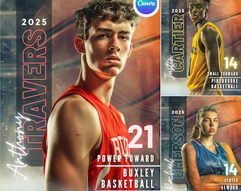 Basketball Poster Canva Template | For Senior Sports Poster, Senior Banner, Memory Mate, Custom Basketball Backdrop | Photoshop Alternative