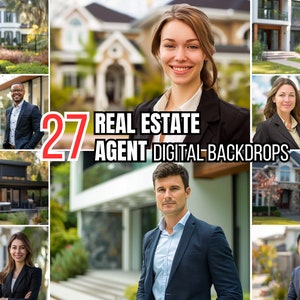 27 Realtor Digital Backdrops for Headshots & Corporate Portraits | Soft Background Overlay for Real Estate Agent Business Photoshoots