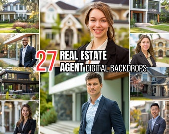 27 Realtor Digital Backdrops for Headshots & Corporate Portraits | Soft Background Overlay for Real Estate Agent Business Photoshoots