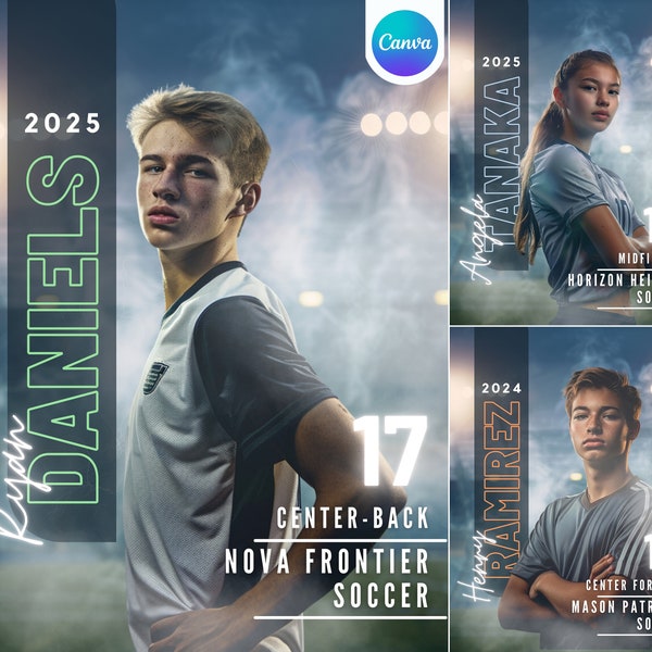 Soccer Poster & Banner Canva Template | Editable Digital Soccer Background For Sports Poster Backdrops, Memory Mates, High School Senior