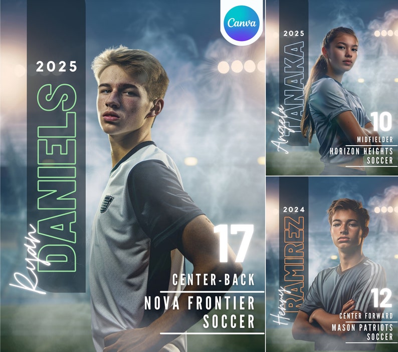 Soccer Poster & Banner Canva Template Editable Digital Soccer Background For Sports Poster Backdrops, Memory Mates, High School Senior image 1