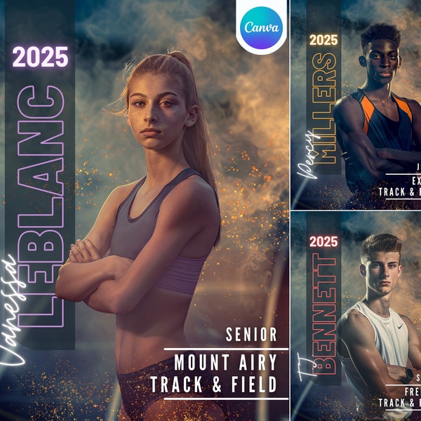 Track and Field Canva Template | Track Background For Senior Sports Poster, Custom Banner, Memory Mate, Photography | Non-Photoshop Template