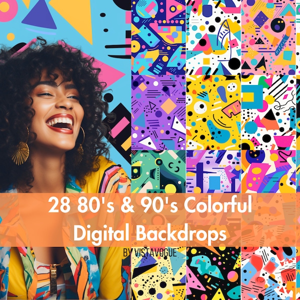 80s & 90s Theme Photo Backdrops: Retro Mall and Vintage Studio Background for Party Portraits, Seamless Backdrops For Digital Photography