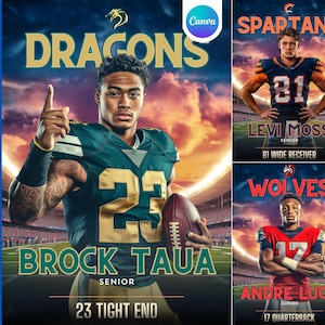 Football Canva Template | Digital Football Stadium Backdrop To Create Custom Printable Senior Sports Posters, Football Cards, Senior Banners
