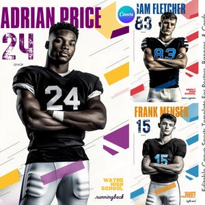 Football Banner & Poster Canva Template | Digital Football Background Template For Senior Night Sports Banners, Custom Cards, Memory Mate