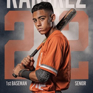 Baseboll Photoshop-mall | Seniorposters, basebollbanners, minneskompisar och spelarkort | Anpassad PSD-bakgrund | Sportfotografering bild 4