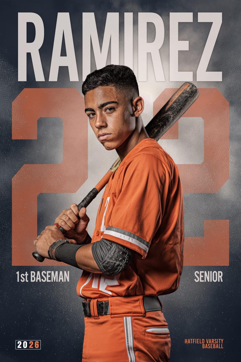 Baseboll Photoshop-mall | Seniorposters, basebollbanners, minneskompisar och spelarkort | Anpassad PSD-bakgrund | Sportfotografering bild 4