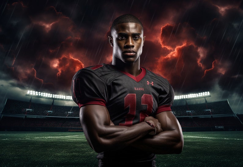 10 Football Digital Photo Backgrounds: Stadium Theme Backdrops for School Sports Photography, Digital Background & Photo Enhancement Set image 5