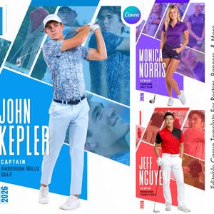 Golf Poster & Banner Canva Template | Golfer Backdrop For Custom Sports Poster, Senior Banner, and Memory Mate | For Golf Teams and Clubs
