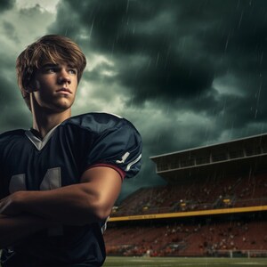 10 Football Digital Photo Backgrounds: Stadium Theme Backdrops for School Sports Photography, Digital Background & Photo Enhancement Set image 3