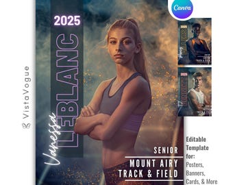 Track & Field Template | Editable in Canva | Track Background For Senior Sports Poster, Custom Banner, Memory Mate, Photography