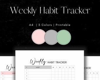 WEEKLY HABIT TRACKER, Habit Tracker Template, Routine Tracker, 7 Day Habit Challenge, Printable