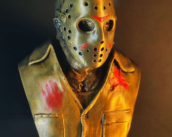 Jason Statue - Friday the 13th Fan Art Metallic Finish - Horror Bust with Fine Detail - Hand Painted - Multiple Sizes Available
