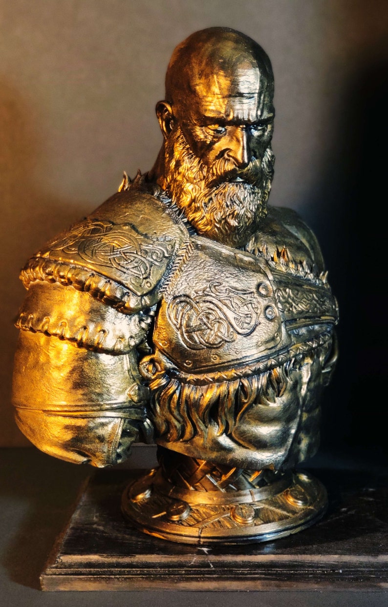 God of War KRATOS Statue Multiple Sizes & Colors Ragnarok Fan Art Bust