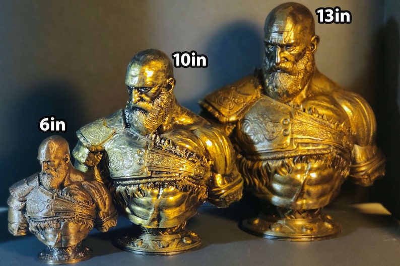 God of War KRATOS Statue Multiple Sizes & Colors Ragnarok Fan Art Bust