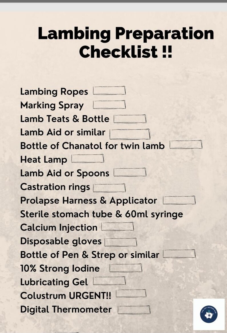 Lambing Ropes Lambing Kit Checklist | Sheep Medical & Feeding Supplies Guide (digital ...