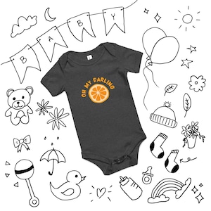 Oh My Darling | Krótki rękaw bawełniany kombinezon niemowlęcy | Uroczy jednoczęściowy kombinezon Clementine, prezent na baby shower, noworodek