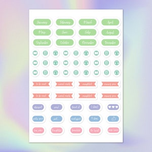 Puede incluir: Un conjunto de pegatinas coloridas para los amantes de los libros. Las pegatinas presentan varios iconos, incluidos libros, auriculares y corazones. Las pegatinas están organizadas en categorías, como "por leer", "lecturas actuales" y "completadas".