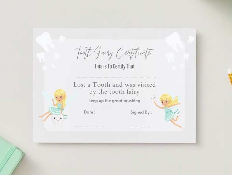 Tooth Fairy Certificate - Printable Download - Etsy