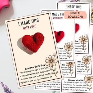 3 Größen - Printable Pocket Hug Karte | Digitaler Download | Senden Sie eine Umarmung jederzeit | Drucken Sie Ihre eigene Tasche Hug | DIY Tasche Umarmung | Sofort Download