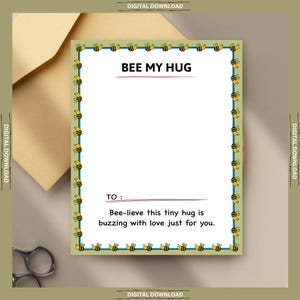 Printable Pocket Hug Cards Mini Card for Friends Loved Ones Warm Printable Card Loved Mini Note Digital Download Thoughtful Gift for Friends